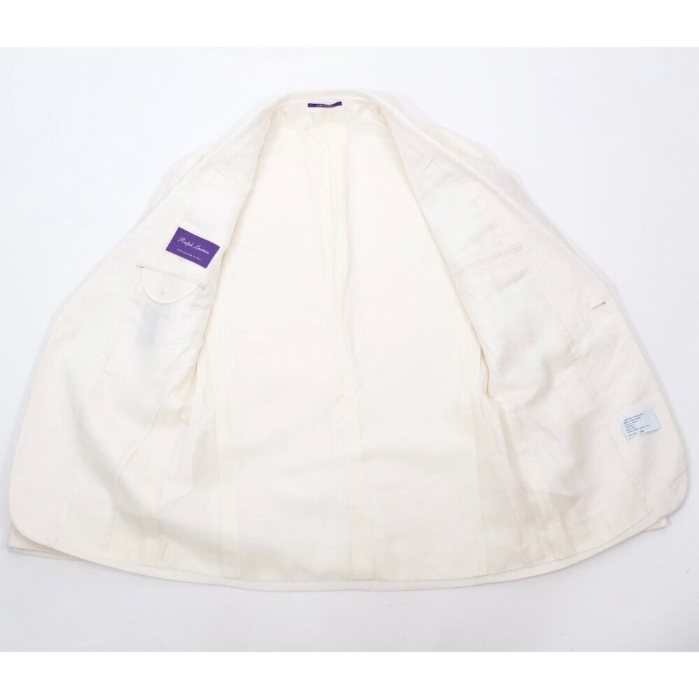 Ralph Lauren Purple Label Dinner Jacket Blazer 38R Kent Shawl Collar Linen cream - Picture 15 of 15